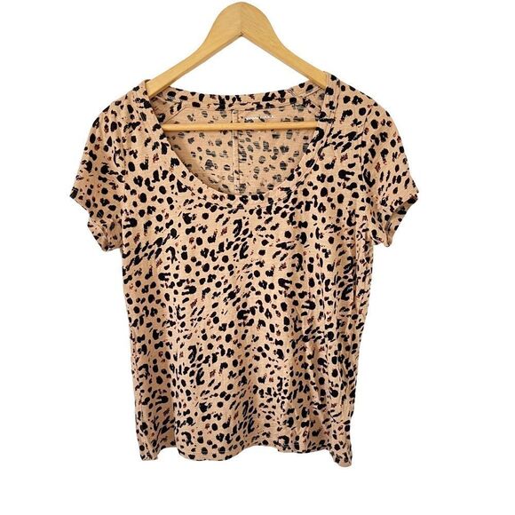 Banana Republic Cozy Slub Cotton Modal Camel‎ Animal Print T-shirt - Picture 2 of 6